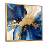 Dark Blue and Gold Strokes VIII - Abstract Canvas Wall Art