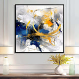 Dark Blue and Gold Strokes XIV - Abstract Canvas Wall Art