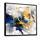 Dark Blue and Gold Strokes XIV - Abstract Canvas Wall Art