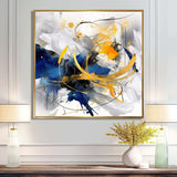 Dark Blue and Gold Strokes XIV - Abstract Canvas Wall Art