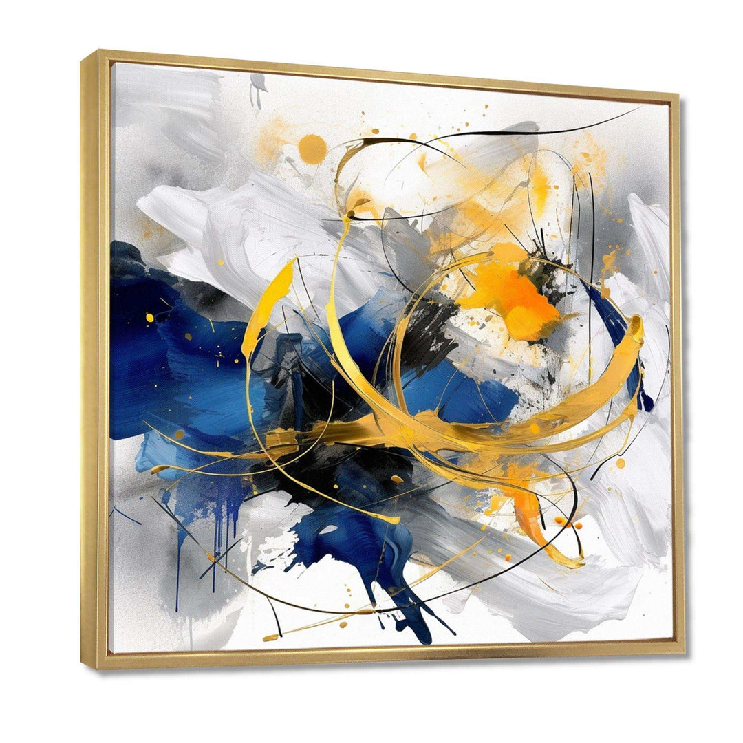 Dark Blue and Gold Strokes XIV - Abstract Canvas Wall Art