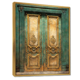 Old Wooden Door With Carvings in Paris, France VI - Farm Canvas Wall Art