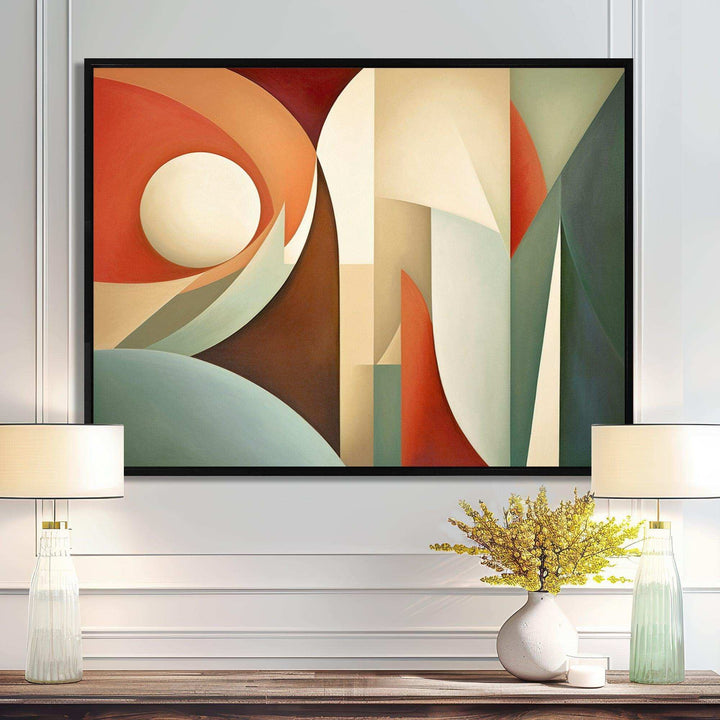 Orange Green Symmetrical Visions - Abstract Canvas Wall Art