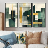 Gold Green Parallel Universes - Split Panel Canvas Art