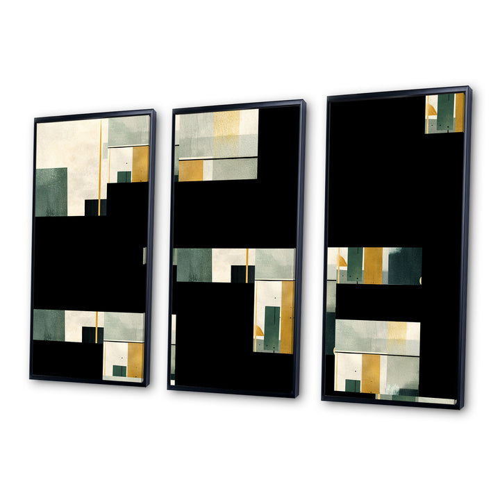 Gold Green Parallel Universes - Split Panel Canvas Art