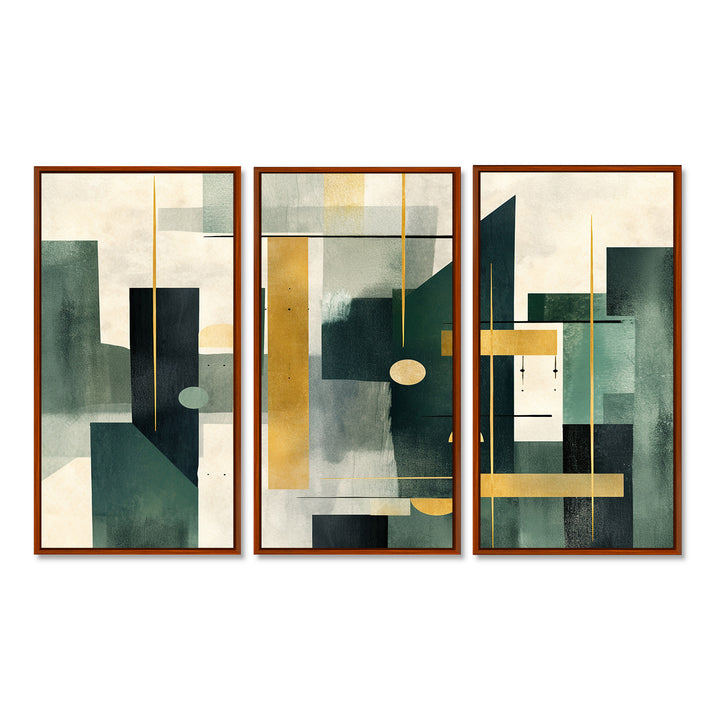 Gold Green Parallel Universes - Split Panel Canvas Art