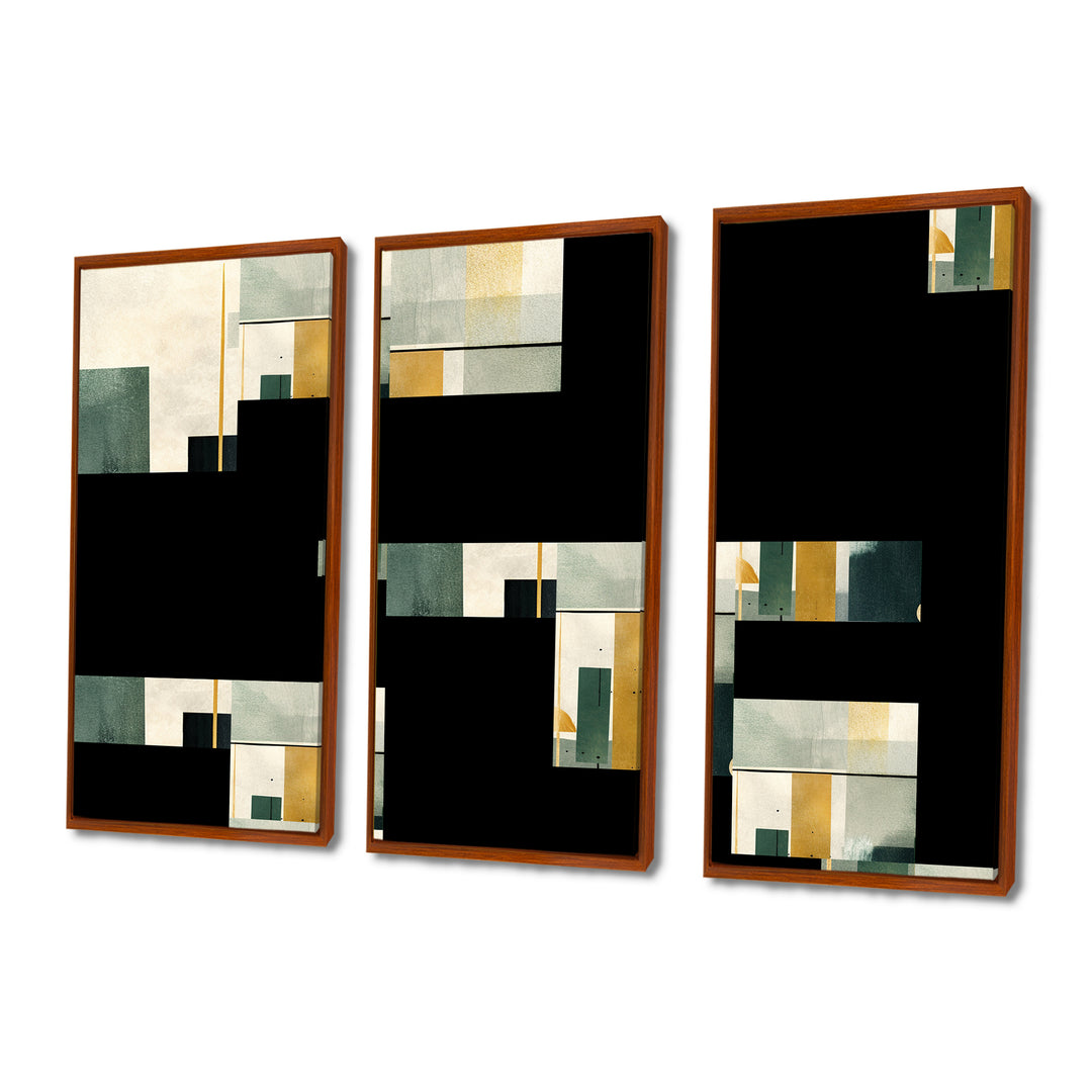 Gold Green Parallel Universes - Split Panel Canvas Art