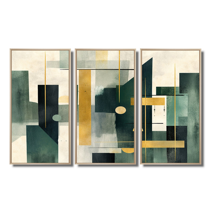 Gold Green Parallel Universes - Split Panel Canvas Art