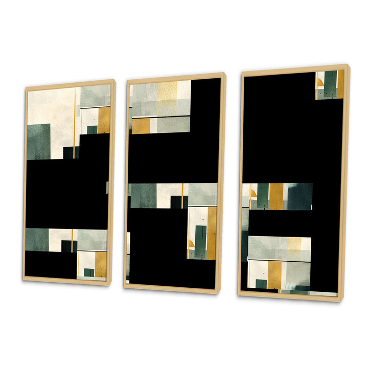 Gold Green Parallel Universes - Split Panel Canvas Art