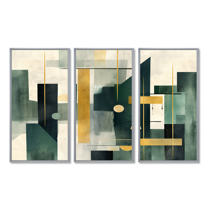 Gold Green Parallel Universes - Split Panel Canvas Art