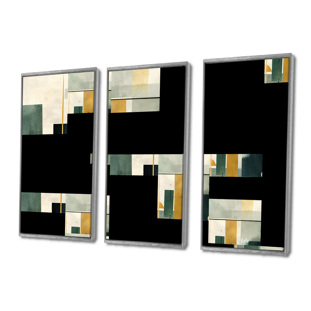Gold Green Parallel Universes - Split Panel Canvas Art
