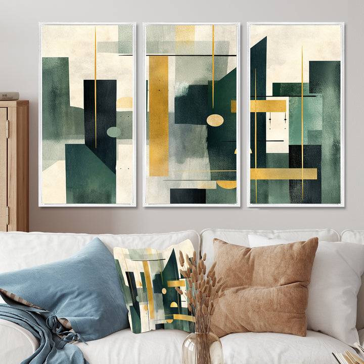 Gold Green Parallel Universes - Split Panel Canvas Art