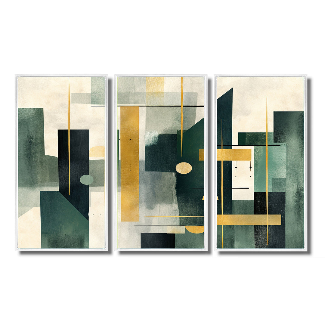Gold Green Parallel Universes - Split Panel Canvas Art
