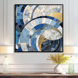 Gold Constructing Blue Realms I - Abstract Canvas Wall Art