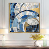 Gold Constructing Blue Realms I - Abstract Canvas Wall Art