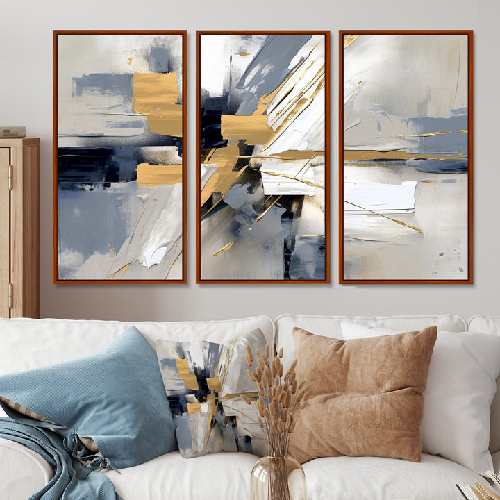 Grey and Gold Transcendent Impressions I - Multi-Panels