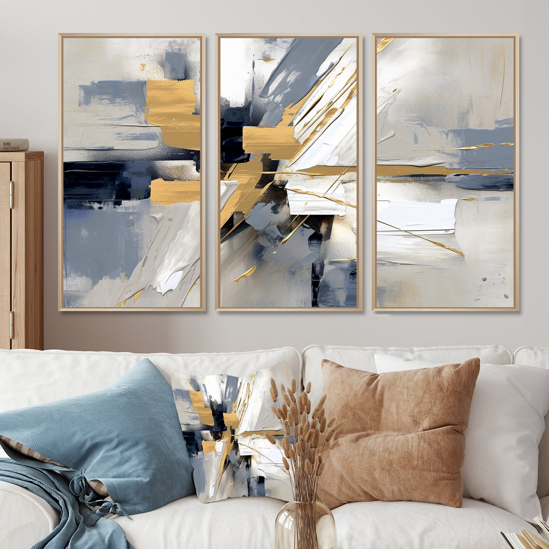 Grey and Gold Transcendent Impressions I - Multi-Panels