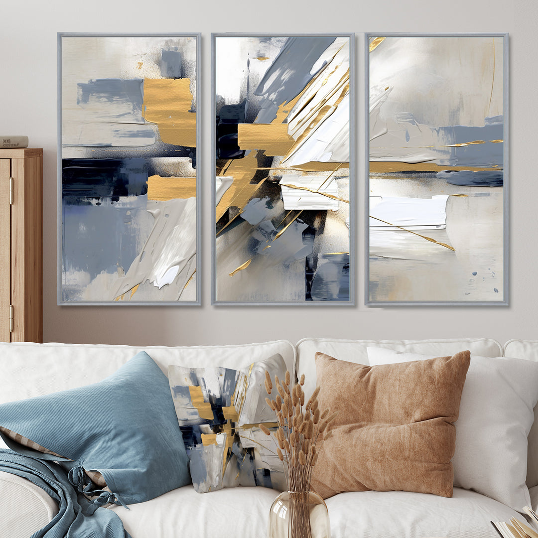 Grey and Gold Transcendent Impressions I - Multi-Panels