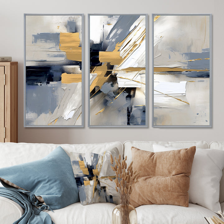 Grey and Gold Transcendent Impressions I - Multi-Panels