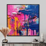 Pink and Blue Explosions Of Color - Abstract Canvas Wall Art