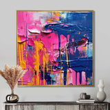 Pink and Blue Explosions Of Color - Abstract Canvas Wall Art