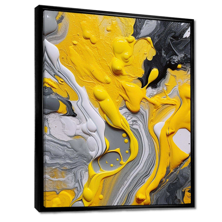 Designart Yellow and Grey Cosmic Vibrations II - Abstract Canvas Wall Art