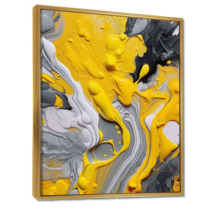 Designart Yellow and Grey Cosmic Vibrations II - Abstract Canvas Wall Art