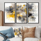Yellow and Grey Beyond The Canvas II - Multi-Panels
