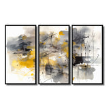 Yellow and Grey Beyond The Canvas II - Multi-Panels