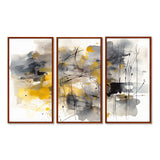 Yellow and Grey Beyond The Canvas II - Multi-Panels