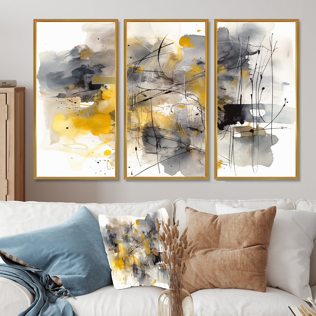 Yellow and Grey Beyond The Canvas II - Multi-Panels