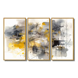 Yellow and Grey Beyond The Canvas II - Multi-Panels