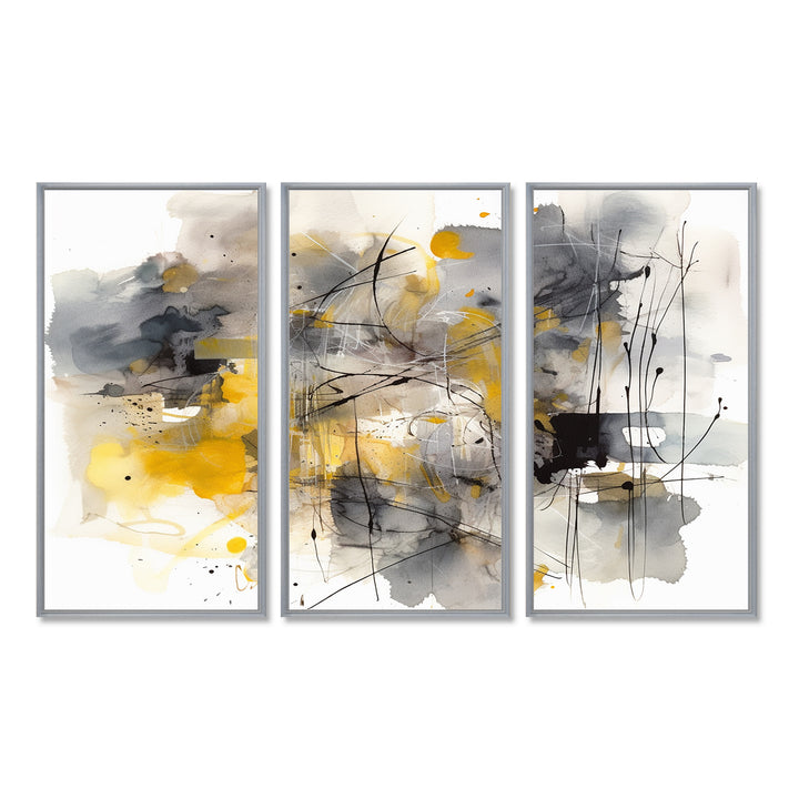 Yellow and Grey Beyond The Canvas II - Multi-Panels