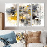 Yellow and Grey Beyond The Canvas II - Multi-Panels