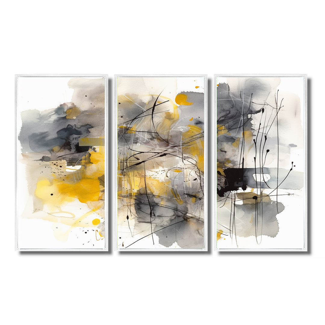 Yellow and Grey Beyond The Canvas II - Multi-Panels