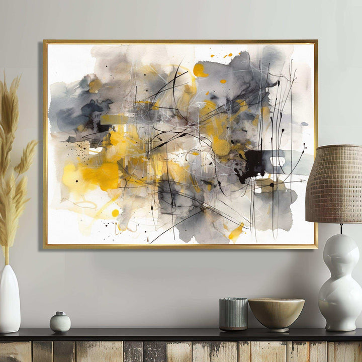 Yellow and Grey Beyond The Canvas II - Abstract Canvas Wall Art