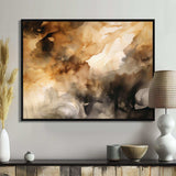 Brown and Cream Abstract Fluidity - Abstract Canvas Wall Art