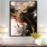 Gold and Red Fluid Fusion II - Abstract Canvas Wall Art