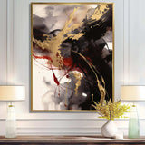 Gold and Red Fluid Fusion II - Abstract Canvas Wall Art