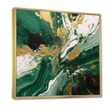 Green and Gold Liquid Magic I - Abstract Canvas Wall Art