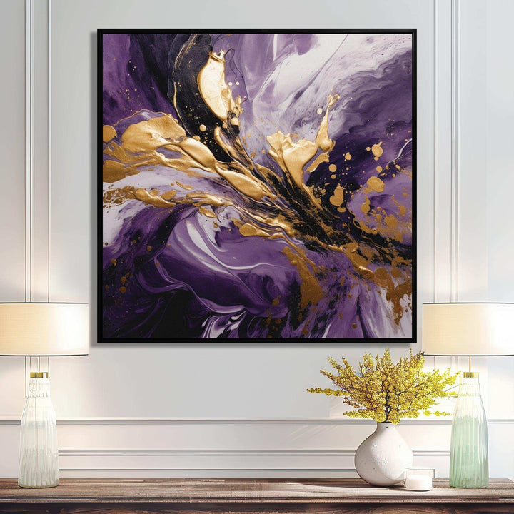 Purple and Gold Liquid Magic II - Abstract Canvas Wall Art