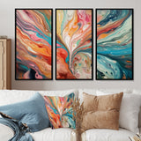 Teal Pink Marbled Whimsy III - Multi-Panel Canvas Prints