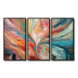 Teal Pink Marbled Whimsy III - Multi-Panel Canvas Prints