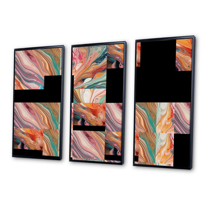 Teal Pink Marbled Whimsy III - Multi-Panel Canvas Prints
