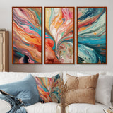 Teal Pink Marbled Whimsy III - Multi-Panel Canvas Prints