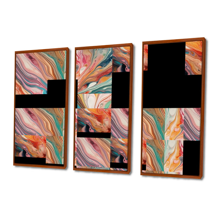 Teal Pink Marbled Whimsy III - Multi-Panel Canvas Prints