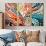 Teal Pink Marbled Whimsy III - Multi-Panel Canvas Prints