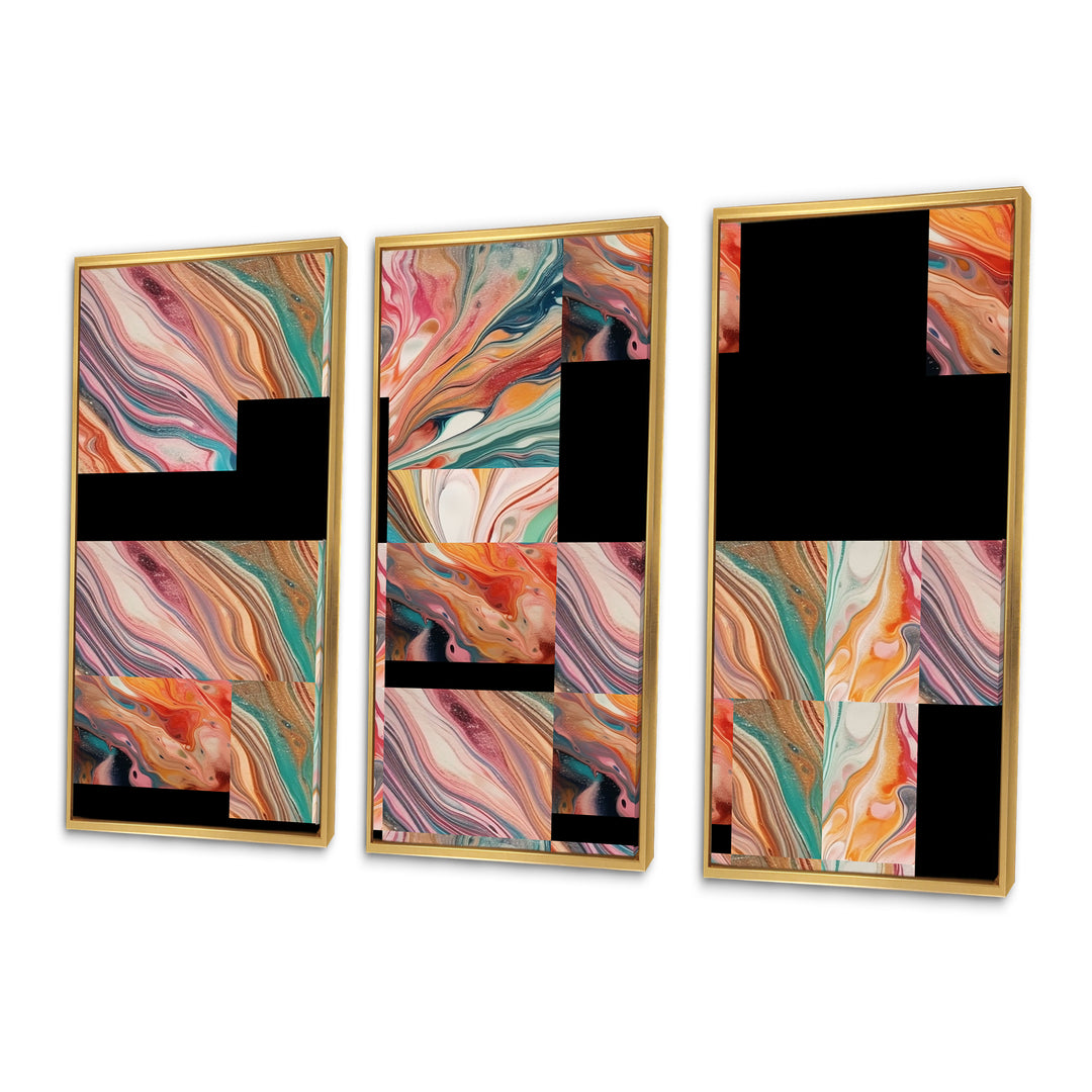 Teal Pink Marbled Whimsy III - Multi-Panel Canvas Prints