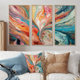 Teal Pink Marbled Whimsy III - Multi-Panel Canvas Prints