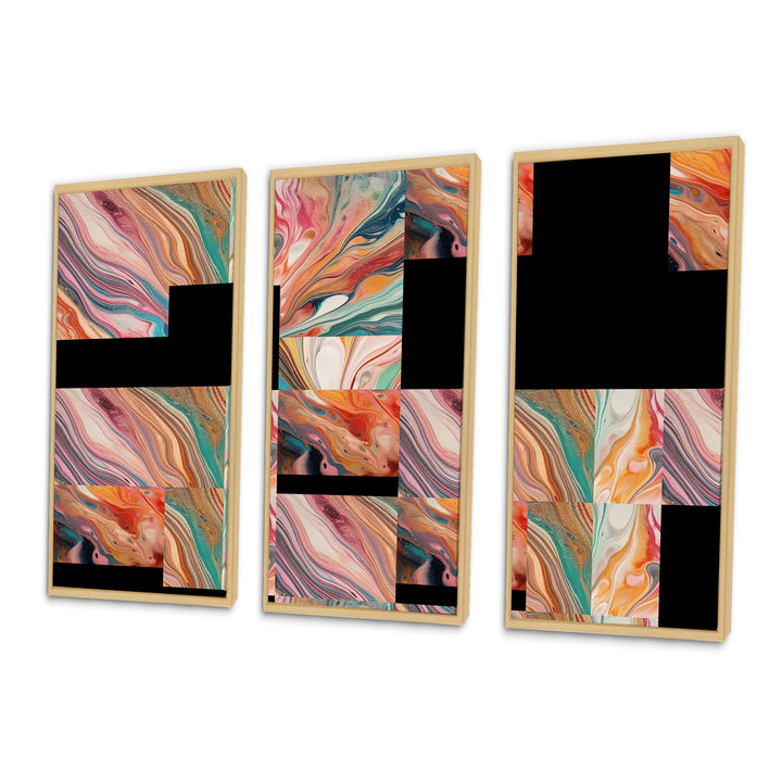 Teal Pink Marbled Whimsy III - Multi-Panel Canvas Prints